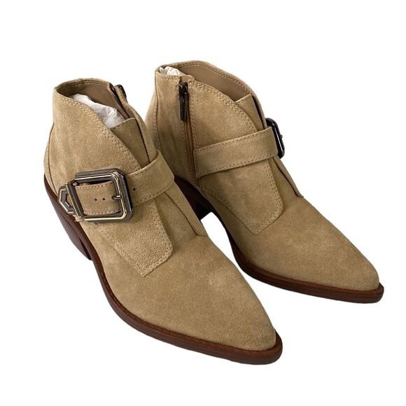 Vince Camuto New Ashena Western Leather Suede Boot Buckle Detail Pointed Toe - Picture 10 of 15